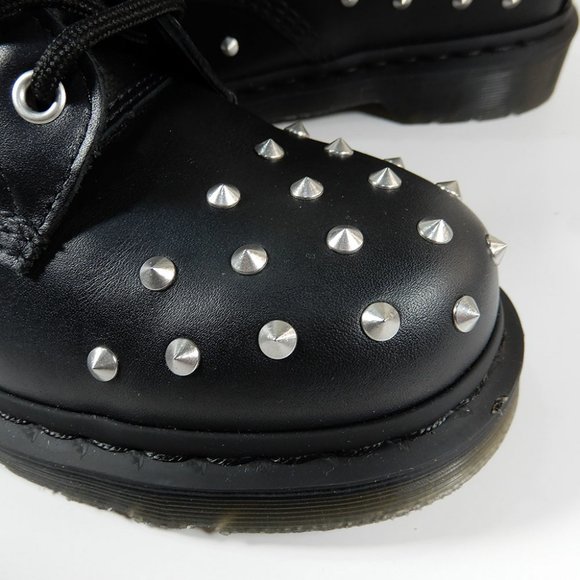 Dr. Martens 1460 Stud Wanama Combat BOOTS Size 7 Black Leather 8-Eye NEW - Picture 12 of 13